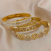 Stainless Steel Hollow Flower Rhinestone Cuff Bangle - Image 6
