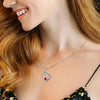Love Heart Zircon Necklace With Rose Flower Gifts Box For Women Girlfriends Valentine Jewelry Gift - Image 4