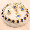 Blue Zircon Silver Jewelry Sets Bridal Gold Color Wedding For Women Earrings Rings Pendant Necklace Stone Bracelets Set - Image 1
