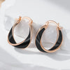 Black Enamel Hoop Earrings For Women Rose Gold Color Girl Party Accessories Wedding Eardrop Jewelry - Image 3