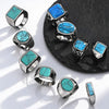 Stylish Stone Turquoise Ring for Men, Stainless Steel Signet Ring,Vintage Birthday Jewelry Gift for Him Dad - Image 2