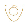 2pcs/set Round Single Cubic Zirconia Necklace Bracelet For Women Stainless Steel Square Chain Jewelry Gifts - Image 7