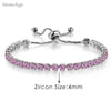Pink Crystal Tennis Bracelets for Women Female Romantic Shiny Zirconia Adjustable Folding Buckle Chain on Hand Jewelry - Image 10