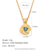 Hammered Irregular Birthstone Zircon Pendant Necklace Stainless Steel Choker Necklaces Jewelry Accessories - Image 9