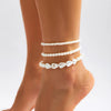 Boho Anklet Foot Multilayer Pearl Chain Summer Bracelet Charm Anklet Sandals Barefoot Beach Vacation Foot Bridal Jewelry - Image 2
