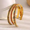 Stainless Steel Shiny Colorful Turquoise Rhinestone Cuff Bracelets For Women Party Jewelry Gifts - Image 5