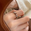 Silver Open Finger Ring Golden Enamel Donut Dazzling Geometric Punk For Women Jewelry Gift - Image 3
