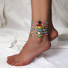 6pcs/set Cute Sea Turtle Starfish Anklets Sets For Women Rainbow Beads Foot Chain Ankle Bracelet Elastic Rope Beach Jewelry Gift - Image 3