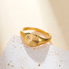 Stainless Steel Signet Chunky Dome Ring Gold Color Rays Texture Finger Ring Women Minimalist Simple Jewelry - Image 1