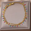 Stainless Steel Colorful Boho Drops Anklets For Women Zircon Cross Beads Anklet Double Chain Summer Beach Jewelry Gift - Image 2