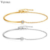 Half-rod Bracelet and Chain A Zircon Pendant For Women Stack Link Cuff Jewelry Birthday Gift to Her - Image 1
