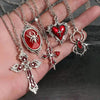 5Pcs Gothic Necklace Set For Women Halloween Jewelry Heart Bat Spider Cross Pendant Sweater Chain Daily Accessories Gift - Image 3
