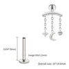 Titanium Hidden Helix Chain Earring 16G Dainty Star Moon CZ Dangle Cartilage Stud Piercing Jewelry - Image 17