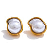 Stainless Steel Gold Plated Baroque Pearls Jewelry Set Wedding Party Necklace Ring Bracelet - Image 20