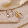 Stainless Steel Double-layer Beads Rings for Women Gold Plated Geometric Ball Bead Open Ring Aesthetic Punk Jewelry - Image 6