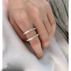 Silver Rings For Women Geometric Jewelry Finger Adjustable Simple Double Ring For Party Birthday Gift - Image 2