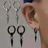 1-2 pairs Stainless Steel Men's Cone Pendant Earrings, Retro Punk Style Hip-hop Dangle Earrings For Men - Image 1