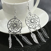 Silver Color Retro Personality Hollow Out Dreamcatcher Round Long Tassels Earrings For Women Simple Jewelry Gifts - Image 4
