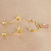 3pcs Stainless Steel Square Pink Zirconia Earrings Set For Women Small Helix Screw Cartilage Piercing Party Jewelry Accessories - Image 13