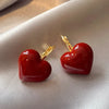 Red Heart Ear Buckle Hoop Earrings for Women Delicate Drip Glaze Peach Heart Design Earring Daily Party Jewelry Gifts - Image 1