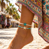 Cute Blue Starfish Beaded Anklets Set for Matching Handmade Elastic Foot Bracelets Summer Holiday Jewelry Friend Gift - Image 3