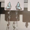 Temperament Blue Glazed Butterfly Dangle Earrings For Women Rhinestone Pearl Tassel Pendant Ear Rings Party Lady Jewelry Gifts - Image 1
