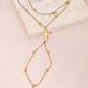 Metal Double Layer Cross Connected Finger Ring Bracelet for Women Simple Gold Color Bead Link Chain Hand Bangles Jewelry - Image 6