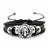 Saint Benedict Medal Leather Bracelet Catholic San Benito Glass Dome Snap Buttons Bangles Men Women Jewelry Accessories - Image 2