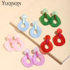 Colourful Big Round Drop Earrings For Women Statement Long Resin Geometric Earrings Korean Simple Jewelry - Image 1
