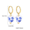 Blue and white porcelain circle colored heart-shaped pendant, pearl pendant, women's creative oil droplet enamel earrings, Huggi - Image 11