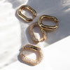 Cubic Zirconia Huggie Hoop Earrings in Gold-Tone Stainless Steel - Image 41