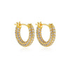 Cubic Zirconia Huggie Hoop Earrings in Gold-Tone Stainless Steel - Image 38