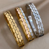 Oval Geometric Charm Stainless Steel Bangles Bracelets for Women Unique Design Hollow Gold Color Wrist Jewelry - Image 2