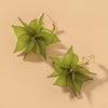 Acrylic Matcha Green Flowers Petal Earrings for Women C Shaped Drop Earring Party Wedding Ear Jewelry - Image 1