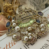 Charming Pink Castle Palace Pendant Woman's Brooch Pin Crystal Rhinestone - Image 1