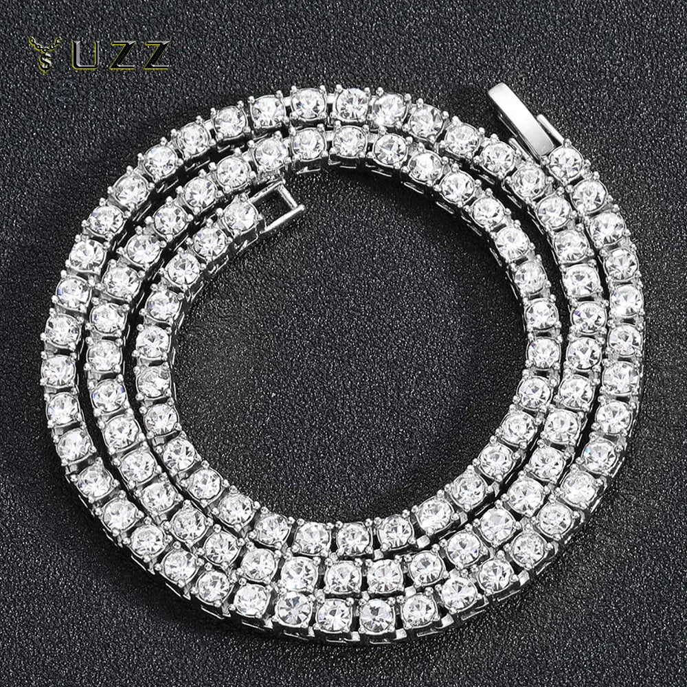 Hip Hop 5MM Tennis Chain Iced Out Bracelet Necklace Men Silver Color Tennis Jewelry Chains Women 20inch Choker Punk Gift - Image 1