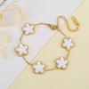 Stainless Steel Laser Five Leaf Flower Petal Adjustable Clover Bracelet Classic for Woman Girl Jewelry Party Gift - Image 30