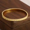 316L Stainless Steel Bangle Bracelet with Cubic Zirconia Details in Gold-Tone - Image 42