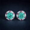Flower-Setting Stud Earrings with Round Color Stones - Image 2