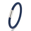 Classic Blue Braided Leather Bracelet Stainless Steel Magnetic Buckle Bangle Simple Stylish Couple Jewelry Gift for Him - Image 9