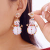 Christmas Bell Imitation Pearl Star Tassel Earrings for Women Bright Snowflake Glitter Pink Ball Cane Earrings Jewelry Gift - Image 4