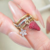 Y2K Sweet Strawberry Flower Charm Ring Set For Women Stainless Steel Stacking Kilcollin Ring Handmade Jewelry Party Gift - Image 3