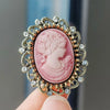 Elegant Enamel Carmeo Beauty Face Brooch Pin For Women Suit Coat Office Party Accessories Jewelry Year Gifts - Image 1