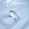 Silver Rings For Women Vintage Handmade Adjustable Vintage Flower Pattern Ring Band Female Gift - Image 3
