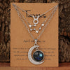 3 Pieces/Set Zodiac Retro Moon Glow Pendant Necklace Set with Birthstone Cards, Birthday Gift for Besties and BFFs - Image 6