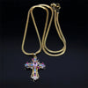 Vintage Shiny Zircon Jesus Cross Religious Amulet Necklace Women Stainless Steel Clavicle Snake Chain Choker Necklaces Jewelry - Image 2