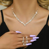 Rhinestone V Necklace and Drop Earrings Bridal Jewelry Set with Optional Bracelet - Image 4