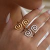 Vintage Metal Irregular Smooth Spiral Ring Set Women's Gold Plated for Everyday Wear, Vacation Travel - Image 1
