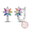 Silver Hoop Earrings Purple Zircon Flowers Butterflies Studs Earring For Women Wedding Engagement Gift - Image 33