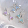 2024 New Purple Green Color Crystal Fishtail Stud Earrings for Women Temperament Earring Girl Gift Wedding Party Jewelry